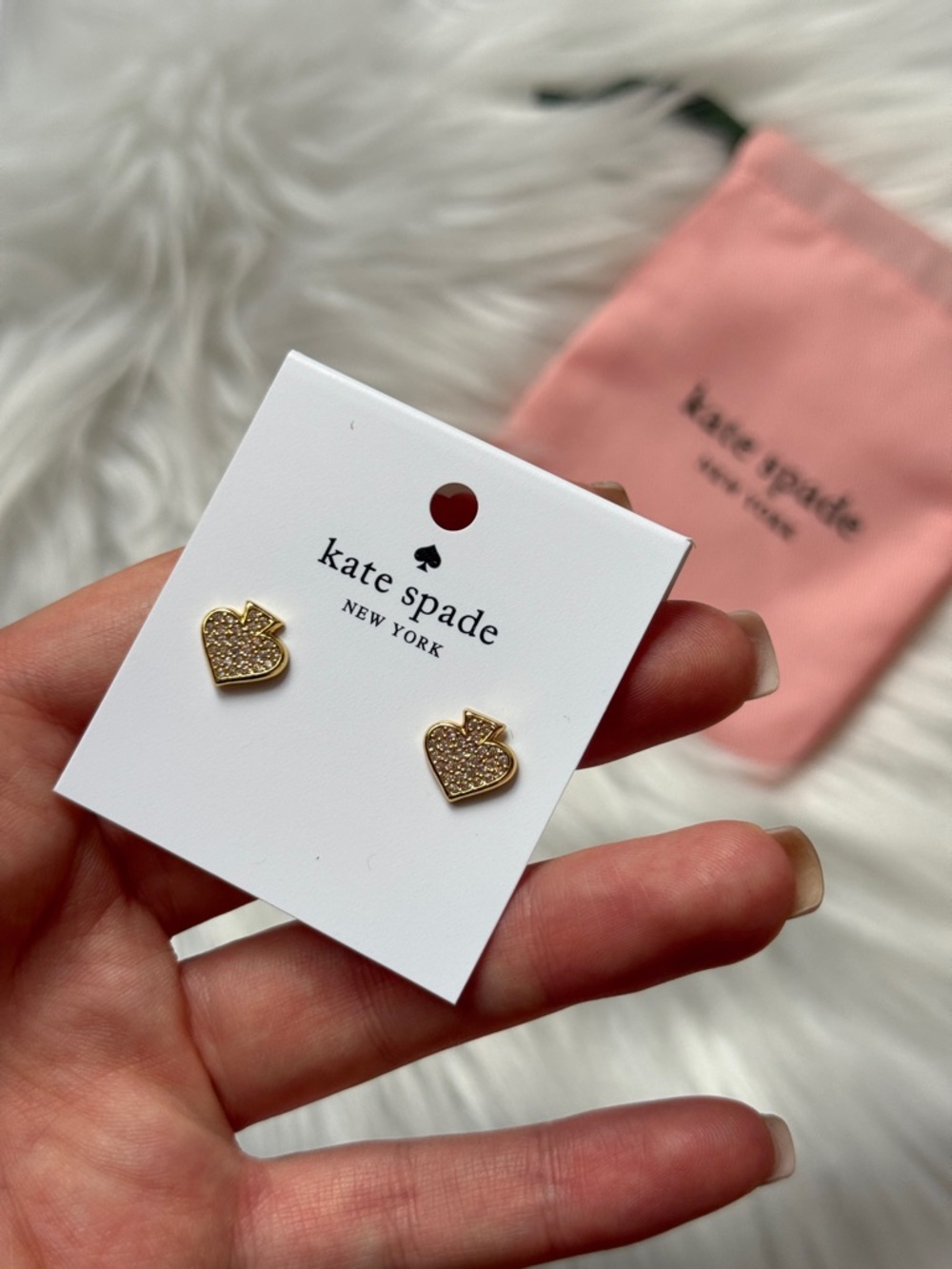 Kate Spade Gold Heart Stud Earrings New